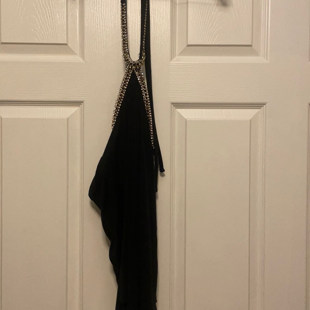 Black with Gold Chain Elegant Halter Top
